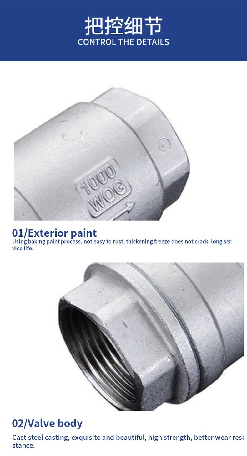 H12W stainless steel internal thread check valve