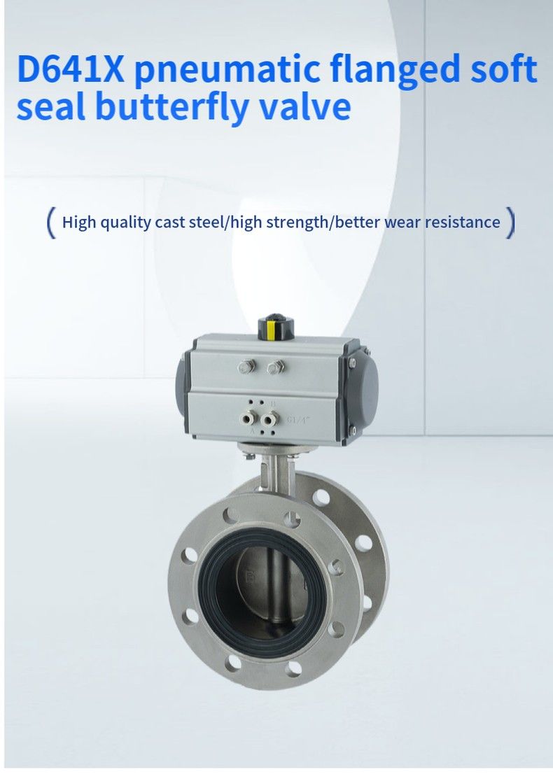 D641X pneumatic flanged soft seal butterfly valve